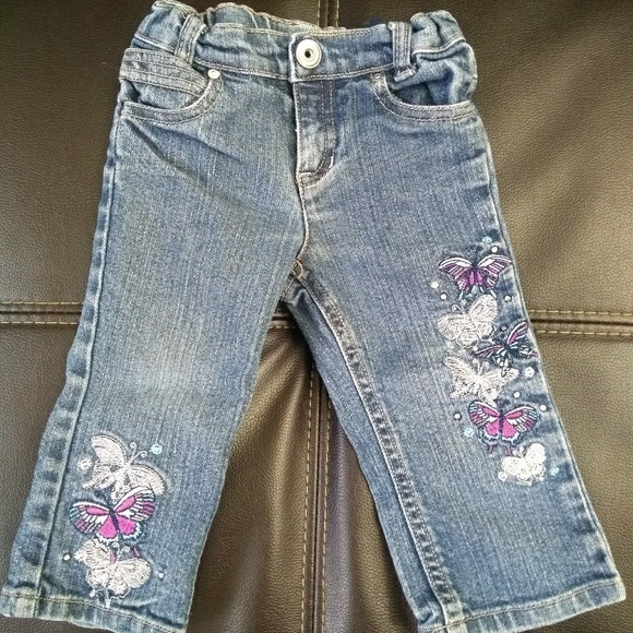 butterfly embroidered jeans